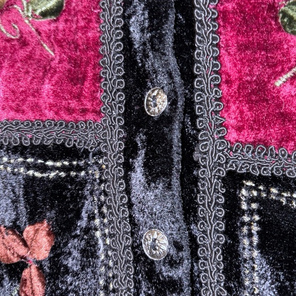 Vintage Y2K Velvet & Jacquard Embroidered Patchwork Vest New Age Witchy Floral - Picture 9 of 13